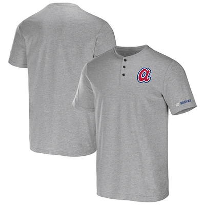 Men's Darius Rucker Collection by Fanatics Heather Gray Atlanta Braves Henley T-Shirt