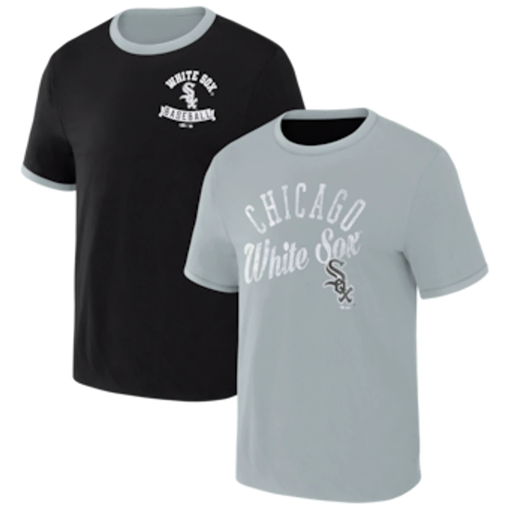 Men's Darius Rucker Collection by Fanatics Black/Gray Chicago White Sox Two-Way Ringer Reversible T-Shirt