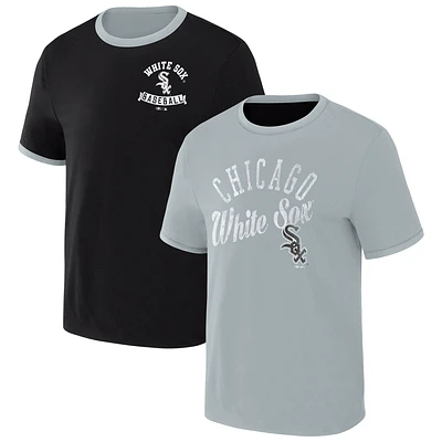 Men's Darius Rucker Collection by Fanatics Black/Gray Chicago White Sox Two-Way Ringer Reversible T-Shirt