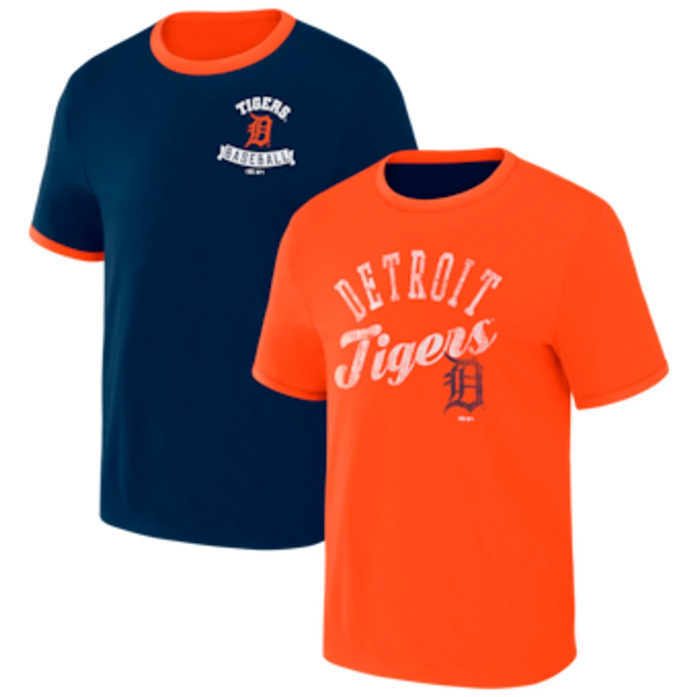 Men's Darius Rucker Collection by Fanatics Navy/Orange Detroit Tigers Two-Way Ringer Reversible T-Shirt