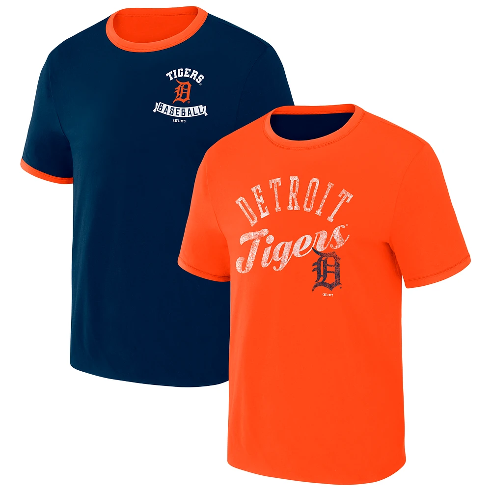 Men's Darius Rucker Collection by Fanatics Navy/Orange Detroit Tigers Two-Way Ringer Reversible T-Shirt