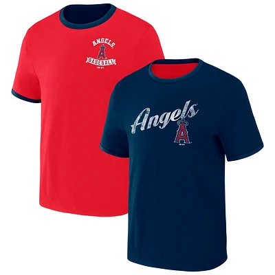 Men's Darius Rucker Collection by Fanatics Red/Navy Los Angeles Angels Two-Way Ringer Reversible T-Shirt