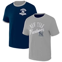 Men's Darius Rucker Collection by Fanatics Navy/Gray New York Yankees Two-Way Ringer Reversible T-Shirt