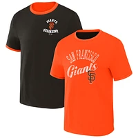 Men's Darius Rucker Collection by Fanatics Black/Orange San Francisco Giants Two-Way Ringer Reversible T-Shirt