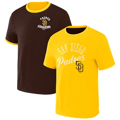 Men's Darius Rucker Collection by Fanatics Brown/Gold San Diego Padres Two-Way Ringer Reversible T-Shirt