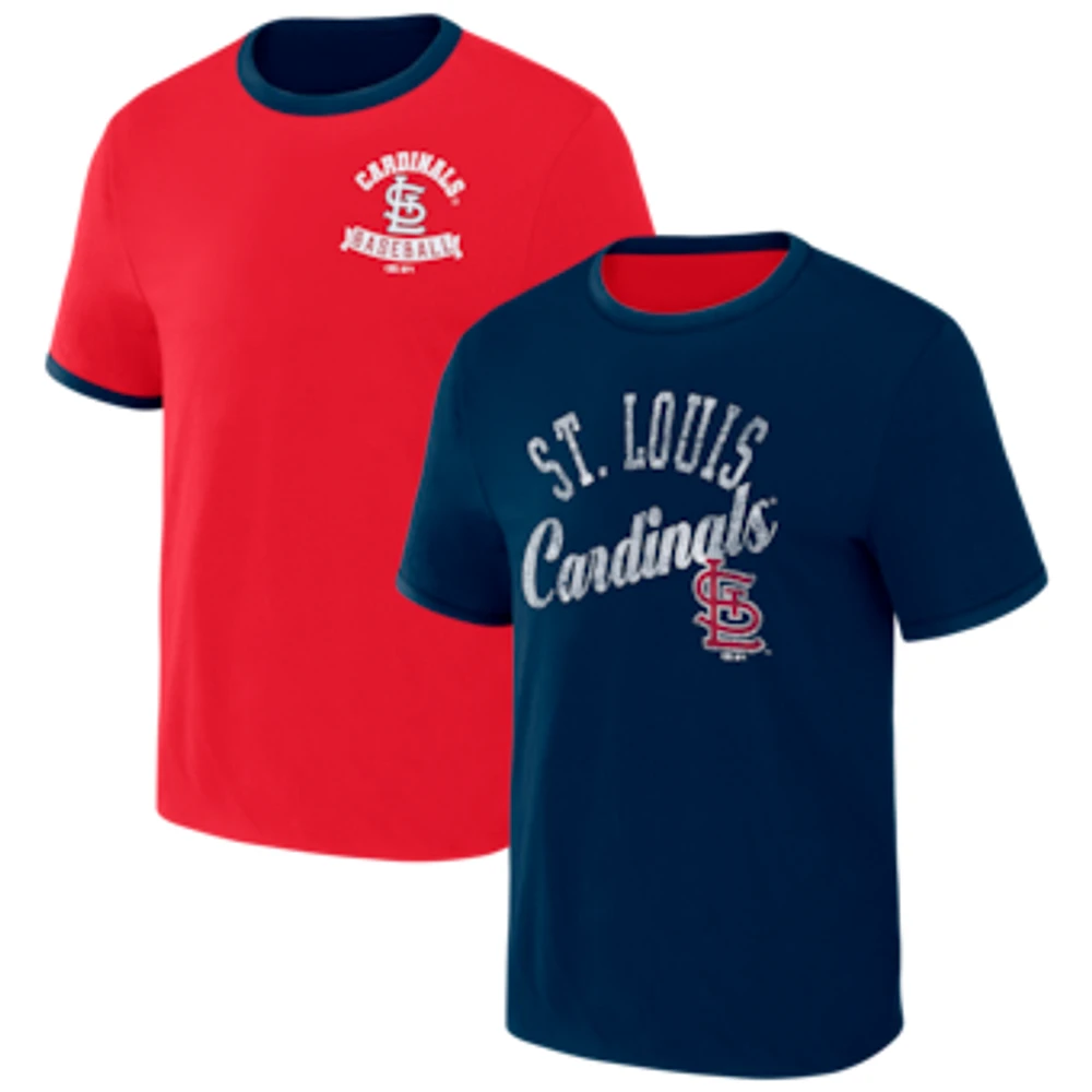 Men's Darius Rucker Collection by Fanatics Red/Navy St. Louis Cardinals Two-Way Ringer Reversible T-Shirt