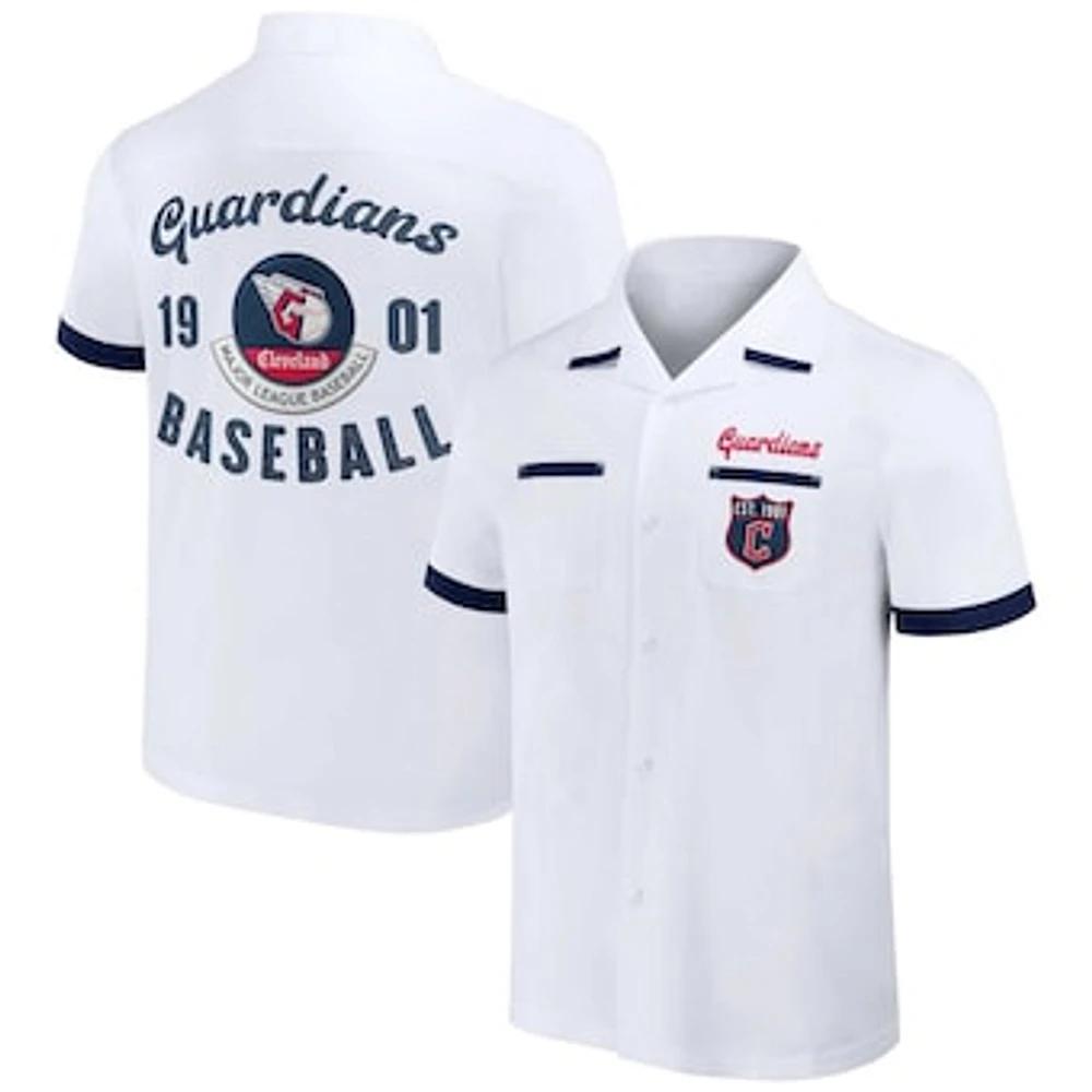 Men's Darius Rucker Collection by Fanatics  White Cleveland Guardians Bowling Button-Up Shirt