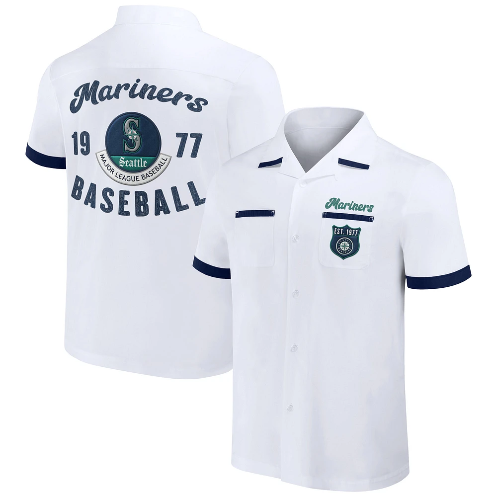 Men's Darius Rucker Collection by Fanatics  White Seattle Mariners Bowling Button-Up Shirt