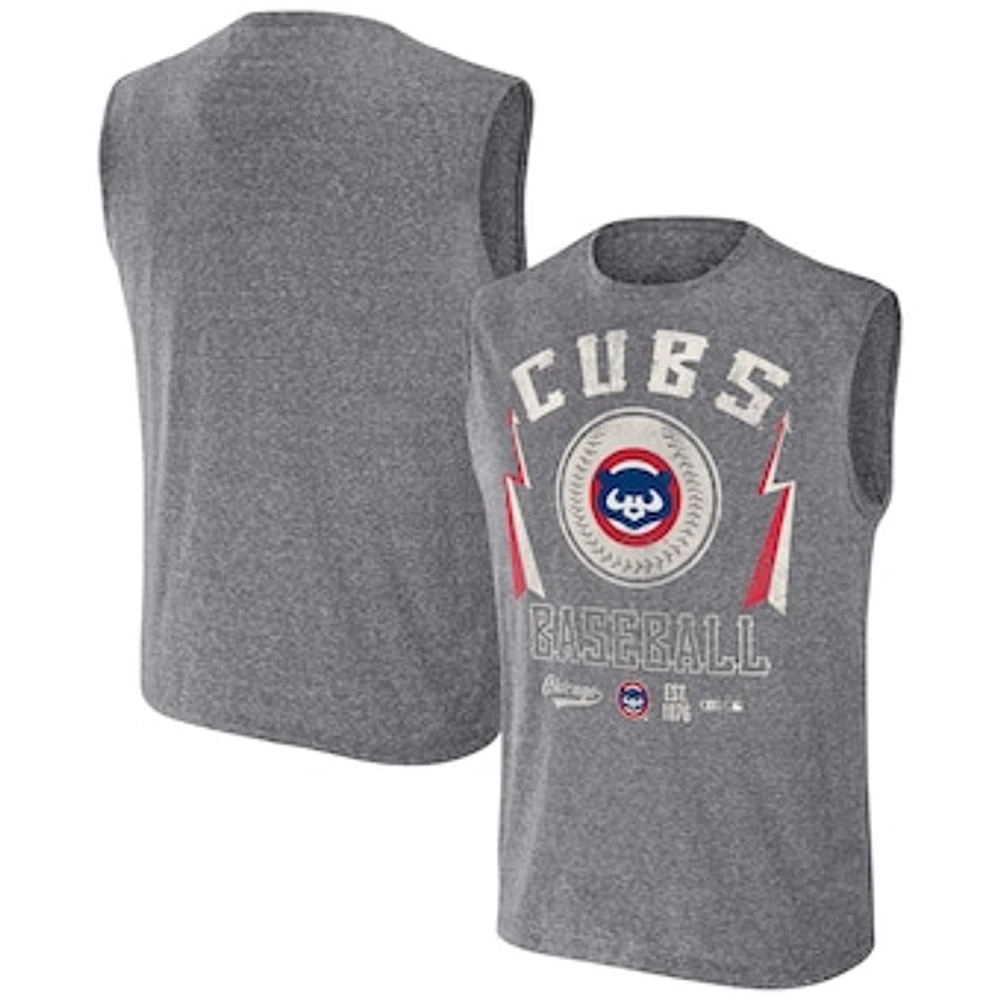 Men's Darius Rucker Collection by Fanatics Charcoal Chicago Cubs Relaxed-Fit Muscle Tank Top