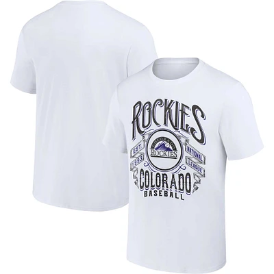 Men's Darius Rucker Collection by Fanatics White Colorado Rockies Distressed Rock T-Shirt