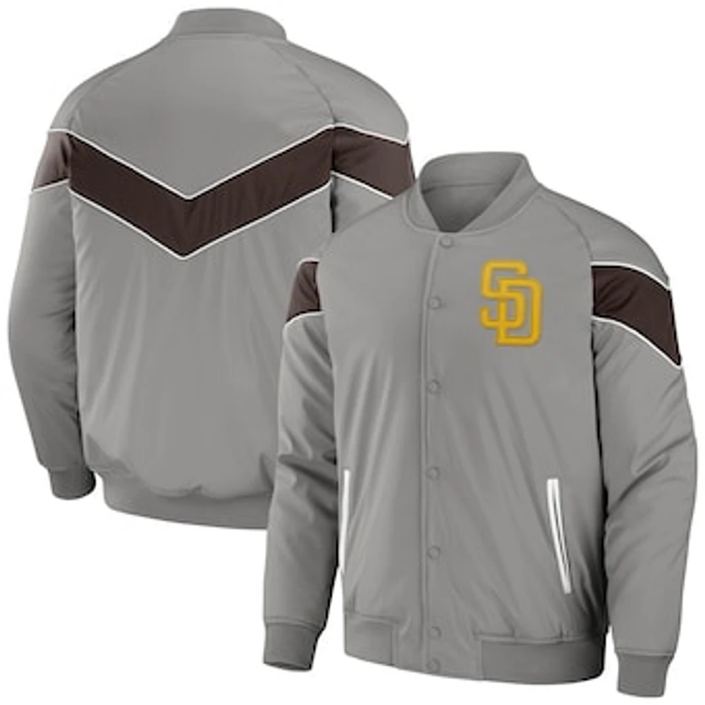 Men's Darius Rucker Collection by Fanatics Gray San Diego Padres Baseball Raglan Full-Snap Jacket