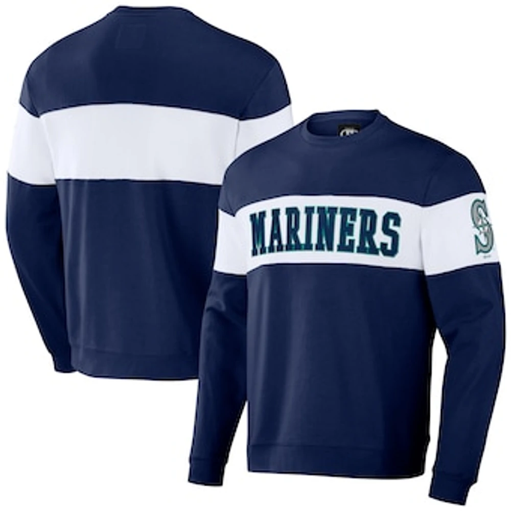 Men's Darius Rucker Collection by Fanatics Navy Seattle Mariners Stripe Pullover Sweatshirt