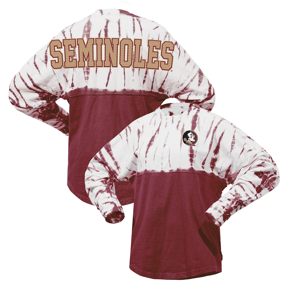 Women's Garnet Florida State Seminoles Tie-Dye Long Sleeve Jersey T-Shirt