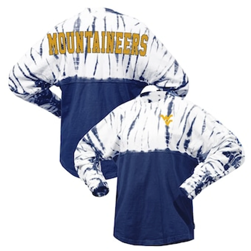 Women's Navy West Virginia Mountaineers Tie-Dye Long Sleeve Jersey T-Shirt