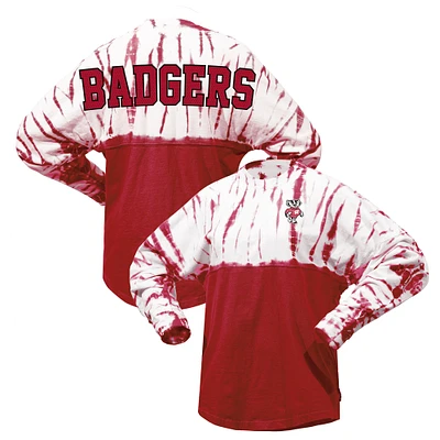 Women's Red Wisconsin Badgers Tie-Dye Long Sleeve Jersey T-Shirt