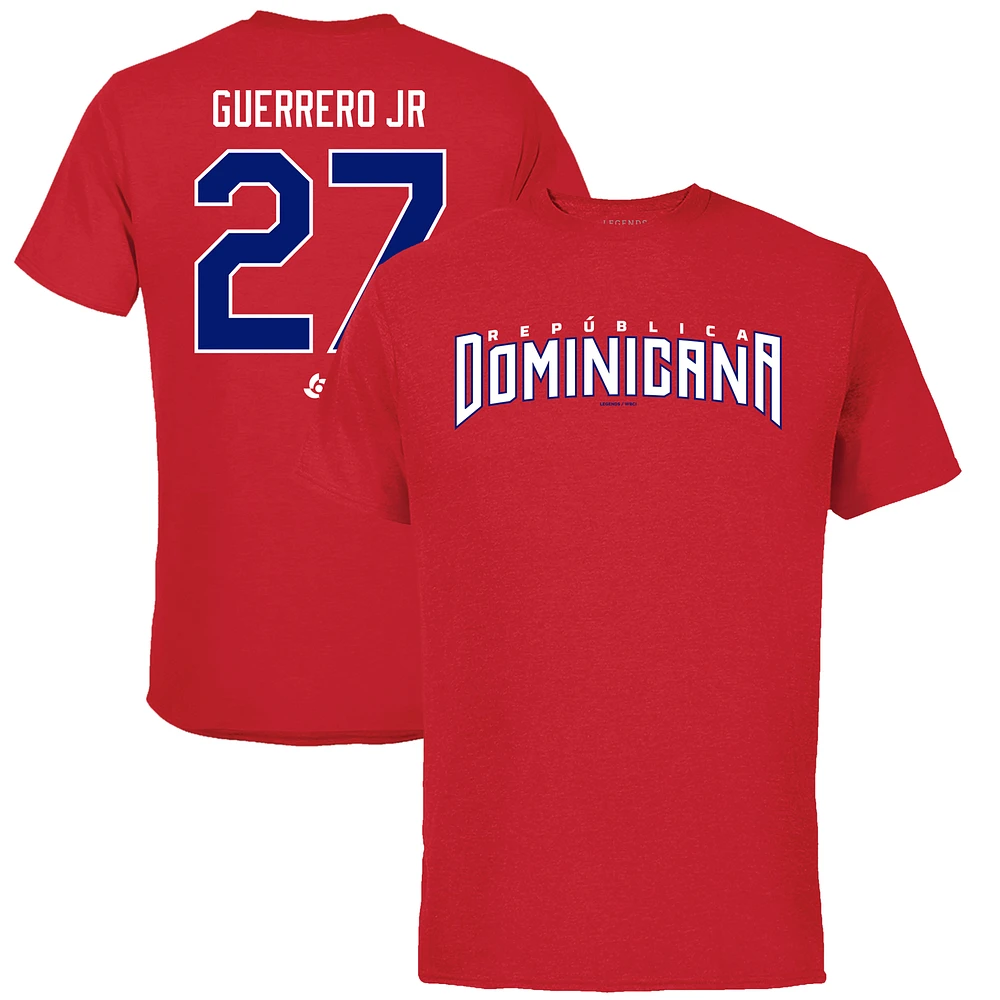 Men's LEGENDS Vladimir Guerrero Jr. Red Dominican Republic Baseball 2023 World Classic Name & Number T-Shirt