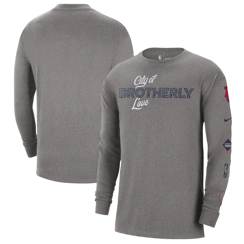 Men's Nike Charcoal Philadelphia 76ers 2023/24 City Edition Max90 Expressive Long Sleeve T-Shirt