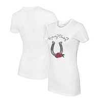 Women's Tiny Turnip  White Kentucky Derby Rose Horseshoe T-Shirt
