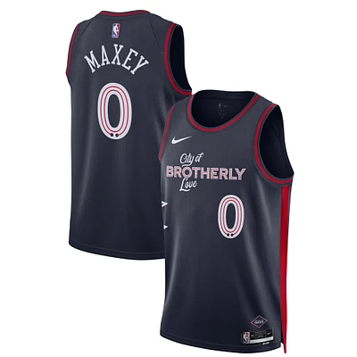 Unisex Nike Tyrese Maxey Navy Philadelphia 76ers 2023/24 Swingman Jersey - City Edition