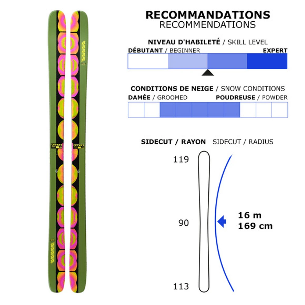 Omen 90 - Skis alpins Freestyle pour adulte