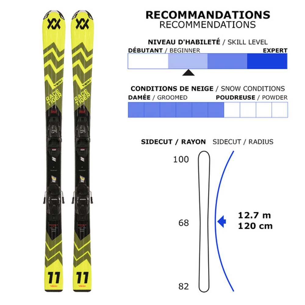 Racetiger Yellow/vMotion 4.5 - Junior Carving Alpine Skis