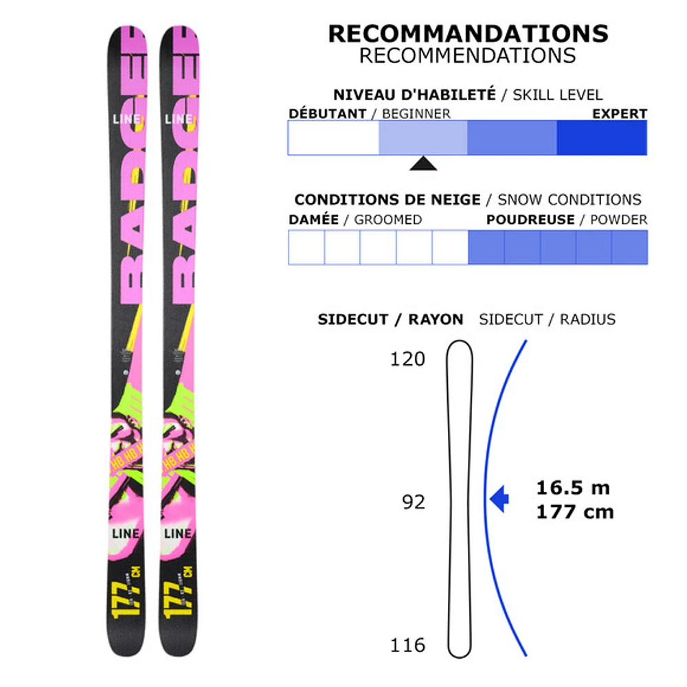 Honey Badger - Skis alpins Freestyle pour adulte