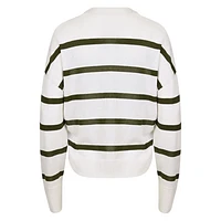 SOFT BREEZE OPEN COLLAR STRIPE SWEATER - CHANDAIL EN TRICOT POUR FEMME