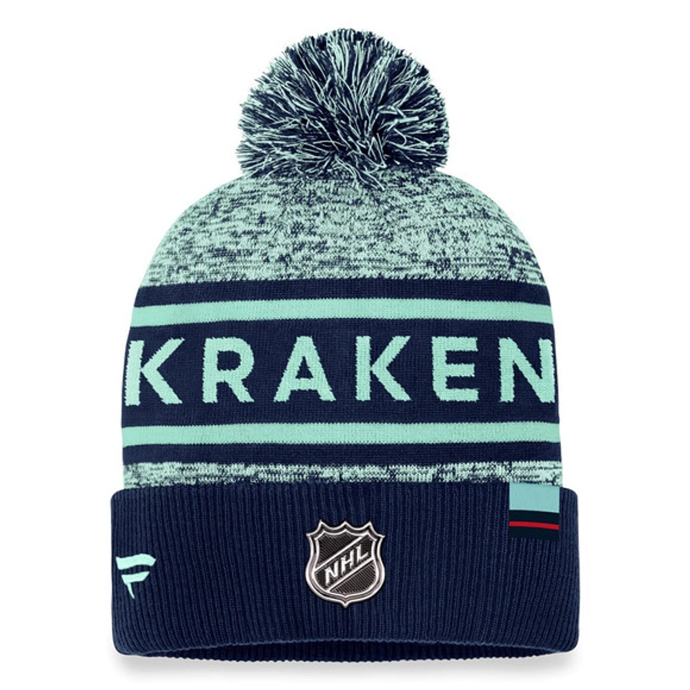 Authentic Pro Rink Heathered Knit - Tuque à revers avec pompon pour adulte