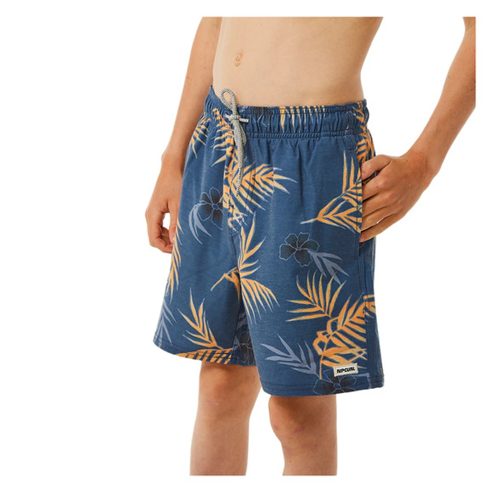 Surf Revival Floral Volley - Boys' Board Shorts