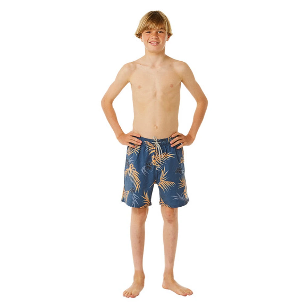 Surf Revival Floral Volley - Boys' Board Shorts