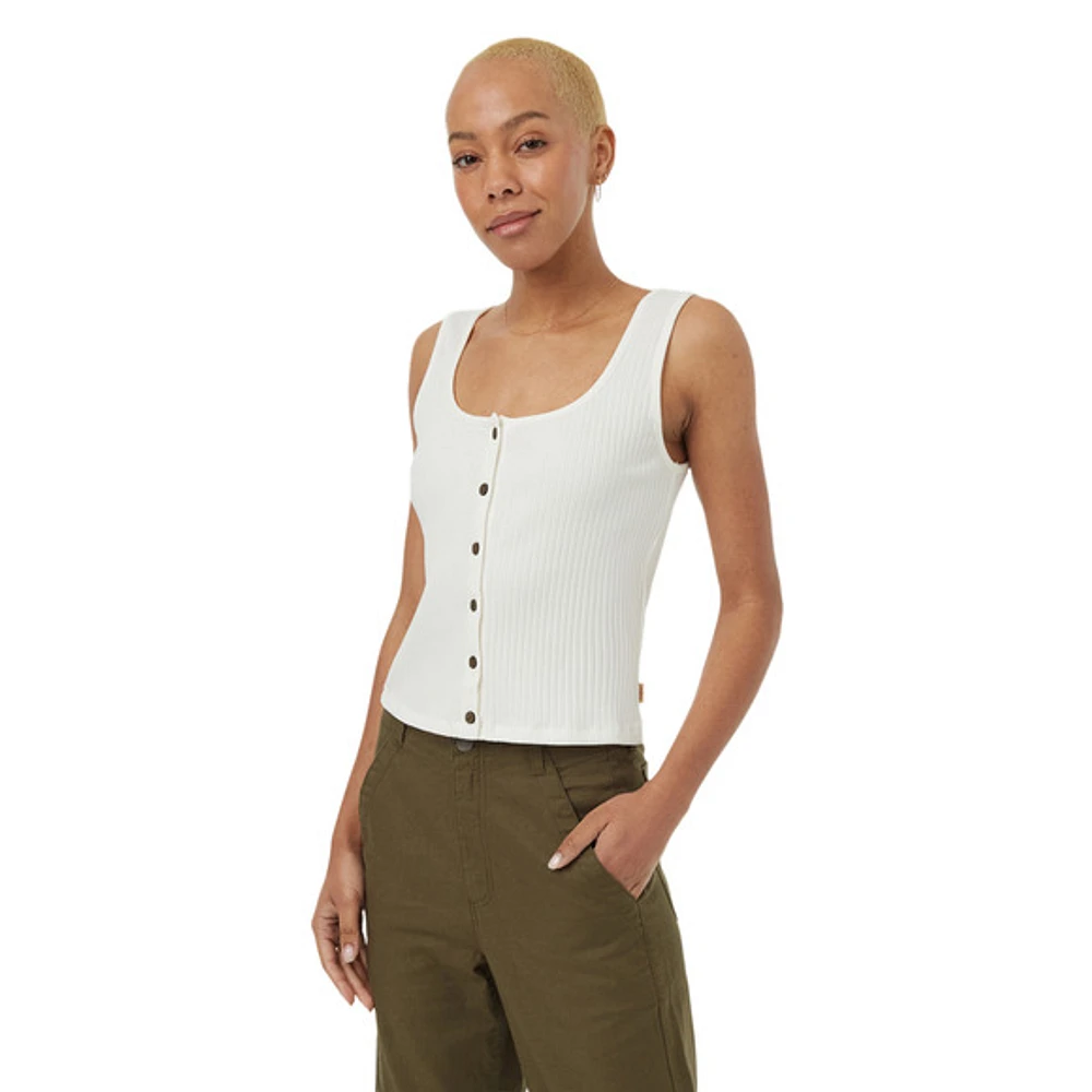 Rib Button Front - Women's Tank Top