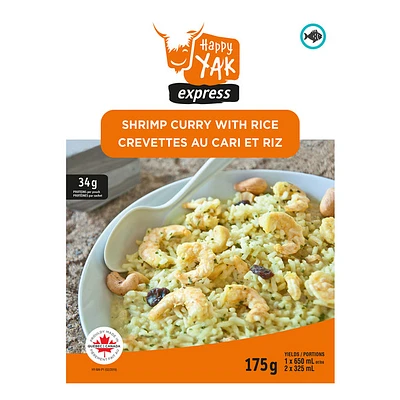 Crevettes au cari et riz - Repas lyophilisé pour camping