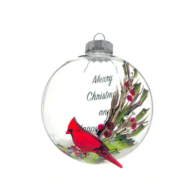 Clear Glass Cardinal Ornament
