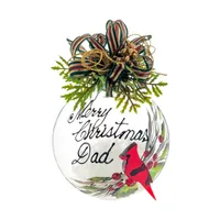 Clear Glass Cardinal Ornament with Festive Top