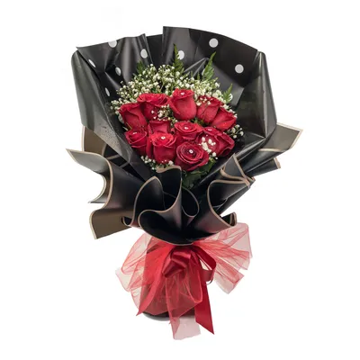 Red Longstem Roses in Premium Waterproof Floral Wrap
