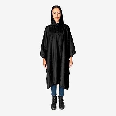 Poncho de chuva preto para adultos | Proteção impermeável de tamanho único