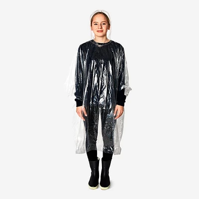 Poncho de chuva transparente para adultos - 123x120 cm | Plástico reciclado