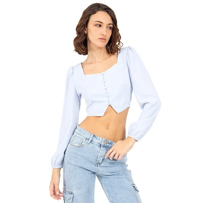 BLUSA CROP BUTTONS AT FRONT PARA DAMA FOREVER 21