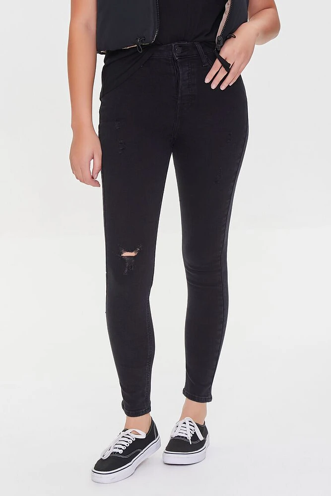 JEANS NEGRO AJUSTADO TIRO ALTO