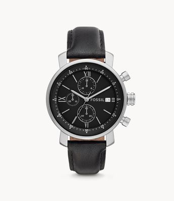 Montre chronographe Rhett en cuir noir