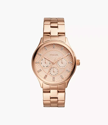 Modern Sophisticate Multifunction Rose Gold-Tone Stainless Steel Watch