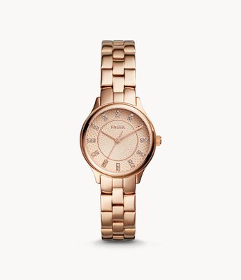 Modern Sophisticate Three-Hand Rose Gold-Tone Stainless Steel Watch - BQ1571 - Fossil