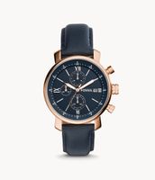 Montre chronographe Rhett en cuir bleu marine