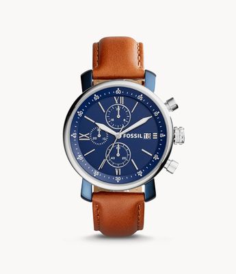 Montre chronographe Rhett en cuir brun