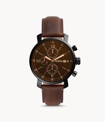 Montre chronographe Rhett en cuir brun