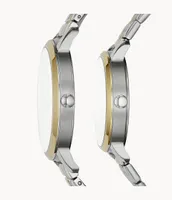 His and Her Lux Luther Three-Hand Two-Tone Stainless Steel Watch Gift Set