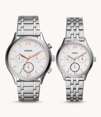 His and Her Fenmore Multifunction Stainless Steel Watch Gift Set