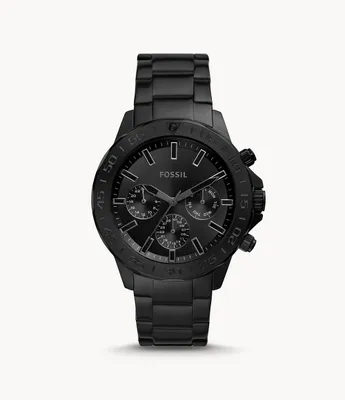 Montre multifonctionnelle en acier inoxydable noir Bannon