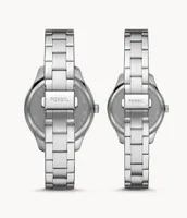 His and Her Multifunction Stainless Steel Watch Set