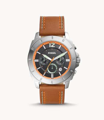 Privateer Sport Chronograph Brown Leather Watch - BQ2681 - Fossil